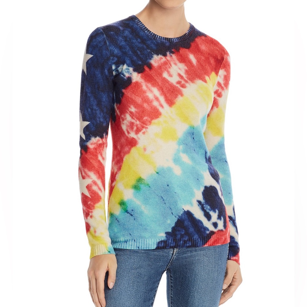 Aqua tie dye cashmere sweater